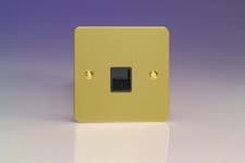 Image of Telephone Socket Brass Extension Ultraflat Brushed + Black Insert Varilight