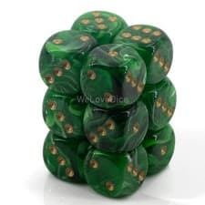 Image of Chessex Dice d6 Sets: Vortex Green with Gold - 16mm Six Sided Die (1 (US IMPORT)
