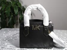 Image of NWT Michael Kors Leather Mott Medium Satchel Messenger Crossbody Bag