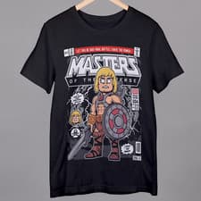 Image of Masters of the Universe Men's  Black T Shirt He-Man Pop Culture Print S to 4XL