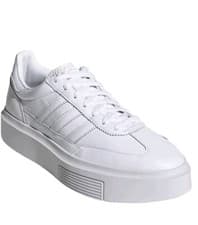 Image of Adidas Originals Sleek White Leather Trainers Size 5.5