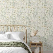 Image of Botanical Wallpaper Sage / Cream Floral Blossom Summer Meadow Grandeco A76701
