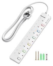 Image of 6 Gang Extension Lead 3M Cable with Individual Switches & Surge Protection, 13A