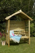 Image of Wooden 6x2 Garden Arbour Bench Seat Cadiz Trellis Side Solid Roof Free Delivery