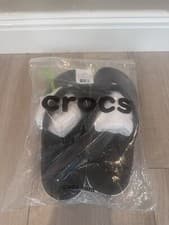 Image of Crocs Crocband Flip Flop Sandals Men's Black Slip-On Lightweight Thong Size 10
