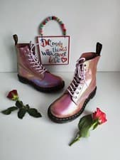 Image of New Dr Martens 1460 8 eye pascal mermaid pink boots Iridescent snake UK4 EU37