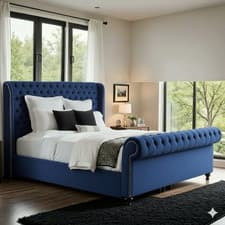 Image of Chesterfield Royal Sleigh Bed Frame, Plush Velvet Upholstery