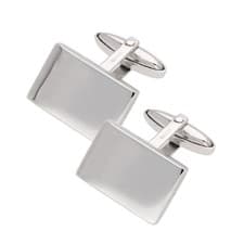 Image of Sterling Silver Heavyweight Plain Rectangular Cufflinks