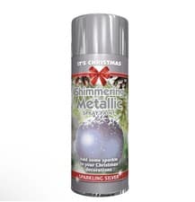 Image of SILVER SHIMMERING METALLIC SPRAY PAINT 200ML FOR CHRISTMAS XMAS SPARKLE GLITTER.
