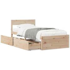 Image of Bed Frame with Drawers 90x200  Solid Wood Pine R2J5
