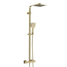 Image of Brushed Brass Square Exposed Thermostatic Shower Kit
