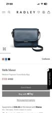 Image of RADLEY London Mells Manor Flapover Crossbody Bag, Light Blue Leather. NEW