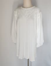 Image of NWT Torrid Crinkle Gauze Embroidered Lace Trim Blouse 3/4 Sleeve White Sz.2X $60
