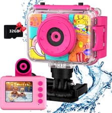 Image of Kids Waterproof Camera - Kids Digital Underwater Camera 180 Rotatable Action Spo