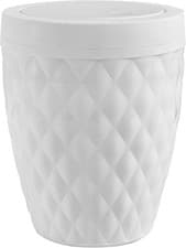 Image of Addis 518030 Bathroom Bin 5L Diamond Style Round Swing Lid Plastic White - NEW