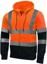 Image of HI VIZ VIS VISIBILITY HOODED REFLECTIVE WORK ZIP FLEECE SWEATSHIRT JACKET SIZE