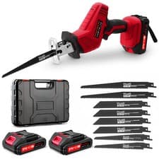 Image of 21V Cordless Reciprocating Saw + 2 Battery & Charger Recip Sabre Saw Kit Set