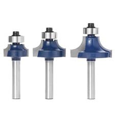 Image of 3 Pcs Radius 1/4" Shank Round Over Beading Edging Router Bit Set For Woodworking
