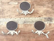 Image of New Anthropologie Chalkboard Double Hooks  Silver Cast Brass Home Decor Distress