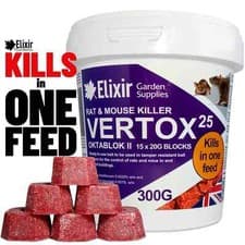 Image of Vertox Max Strength Rat & Mouse Poison/Killer Wax Bait Blocks | Kill in One Feed