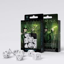 Image of Elvish Dice Set White And Black Role Playing Games Q-Workshop Dnd Rpg Roll NEW