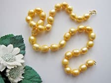 Image of Gold Yellow South Sea Pearl Necklace. 18" - 30" Long.