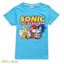Image of Kids Boys Girls Sonic the Hedgehog Print Short Sleeve T-Shirt Casual Cotton Tops