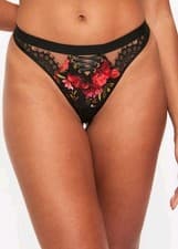 Image of Ann Summers Enchanting Rose Thong. Size 10. Black/Red. New With Tags