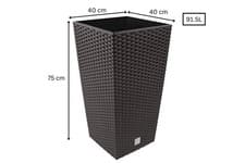 Image of Plant Pot Rattan Tall Square Elegant Garden Planters Indoor Outdoor Brown