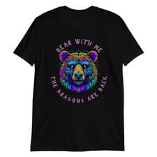 Image of Bear With Me Psychedelic Bear Multicolored Vibrant Black Cotton T shirt