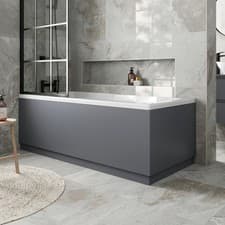 Image of Modern Bathroom 1700 Front & 700 End Bath Panel Pack 18mm MDF Grey Gloss Plinth
