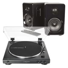 Image of Audio-Technica AT-LP60X Manual Turntable AV:LINK Active Bluetooth Speakers Black