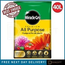 Image of MIRACLE GRO ALL PURPOSE COMPOST SOIL 40L PREMIUM GARDEN FOR ALL FLOWERS & PLANTS