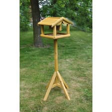 Image of Bird Table With Built in Feeder Premium Wooden Free Standing Feeding Station