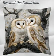 Image of Barn Owls Plush Cushion COVER 45cms X 45cms ~ Printed NOT EMBROIDERED