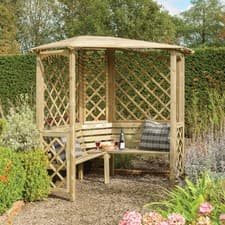 Image of Rowlinson Wooden Corner Garden Arbour Seat Bench with Lattice
