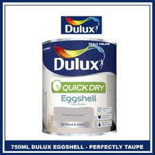 Image of Dulux Quick Dry Perfectly Taupe 750ML Eggshell Paint Interior Wood Metal