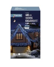 Image of 480 LED Snowing Icicle Lights Blue & White Timer Christmas Lights 11.8M