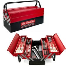 Image of Heavy Duty 25" 470mm Metal Cantilever 5 Tray Toolbox Storage Tool Box Red New