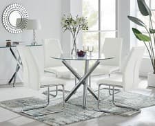 Image of Selina Round Dining Table and 4 Lorenzo Dining Chairs