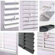 Image of FAUX WOOD VENETIAN BLINDS 50MM WHITE WOOD WOODEN WINDOW BLIND EASY FIT TRIMABLE