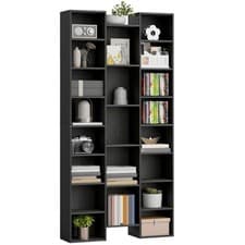 Image of HOMCOM Tall Bookshelf with 21 Compartments and 10 Adjustable Shelves, Black