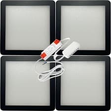 Image of 4x MATT BLACK Slim Square Under Cabinet Down Light & Driver - Natural White LED