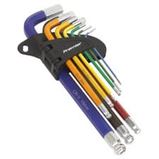 Image of Sealey AK7190 9 Piece Colour Coded Ball End Hexagon Key Set 1.5-10mm Long