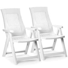 Image of Folding Garden Lounger Chair 5 Multi Reclining Positions Outdoor Dining Chairs