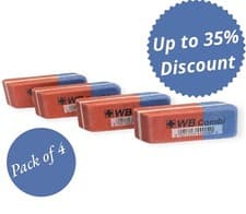 Image of Valuex Combi Eraser Blue/Red Pack of 4 school , office stationery UK SELLER P&P
