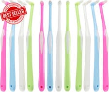 Image of Single Tufted Orthodontic Toothbrush Soft Detail Cleaning Sensitive Gums 12 Pcs