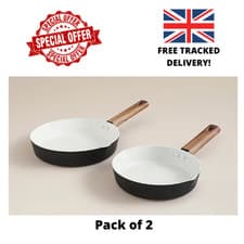 Image of Black Simplicity 2 Piece Non-Stick Pan Set 20 & 24cm Frying Pans Kitchenware