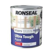 Image of Ronseal Stays White Ultra Tough White Gloss Wood Paint 750ml