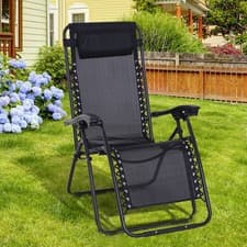 Image of Outdoor Zero Gravity Chair, Reclining Lounge Chair w/ Head Pillow